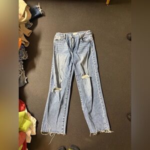 Hudson Jeans Light Blue Straight Leg Distressed Denim